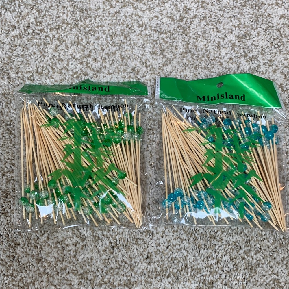 Green and Blue Decorative Party Toothpicks